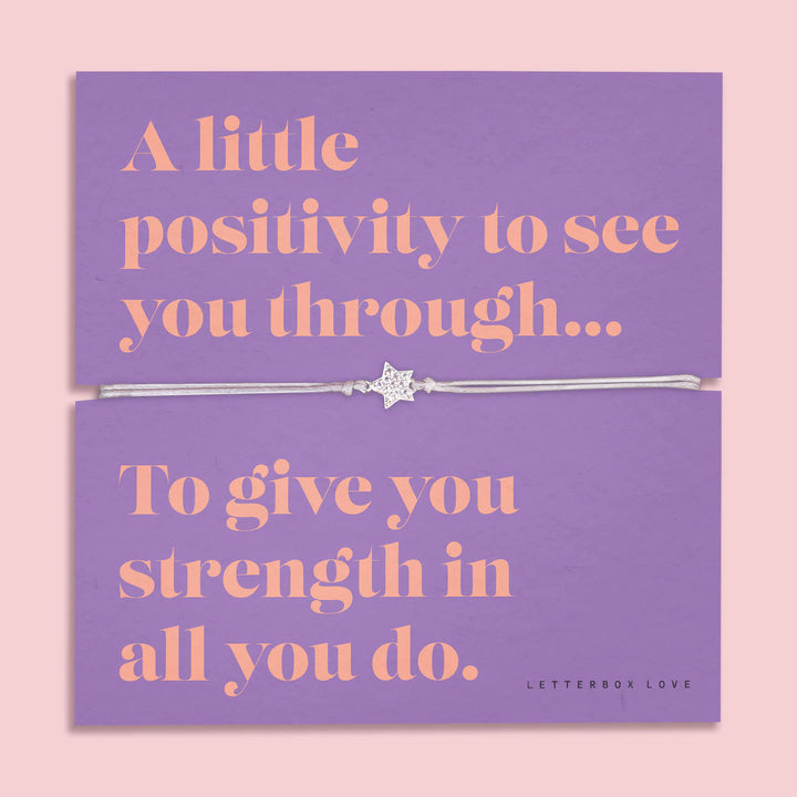 Letterbox Love Positivity Sentiment Bracelet by Cornucopia Home and Gift featuring friendship-inspired design and uplifting message.