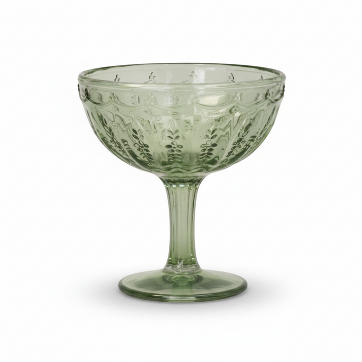Pressed Glass Dessert Cup - Green