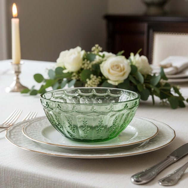 Pressed Glass Nibble Bowl - Green