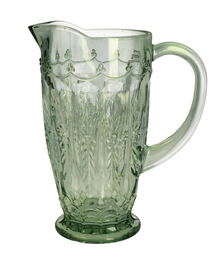 Pressed Glass Pitcher Jug - Green