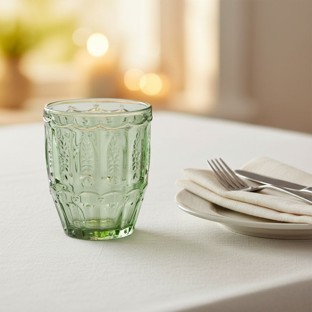 Pressed Glass Tumbler - Green