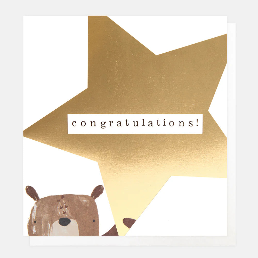 Caroline Gardner Congratulations Bear holding a star decorative figurine by Cornucopia Home and Gift