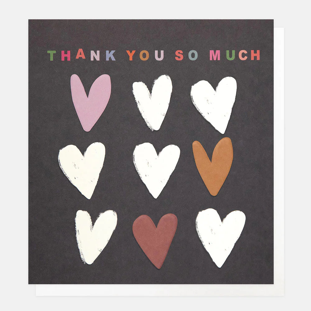 Caroline Gardner thank you multi-text and hearts wall decor featuring cheerful lettering and heart illustrations for home decoration.
