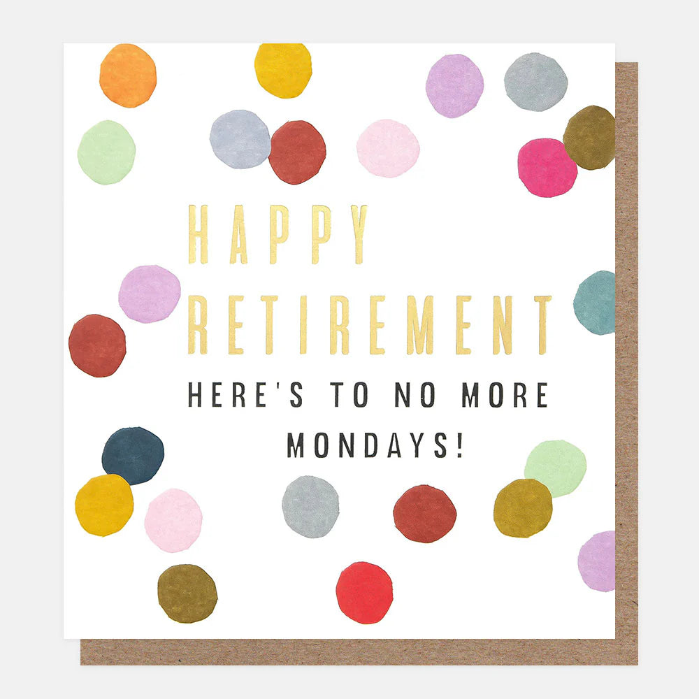 Caroline Gardner Congratulations Retirement Multi Scatter card with colorful confetti and celebratory design.