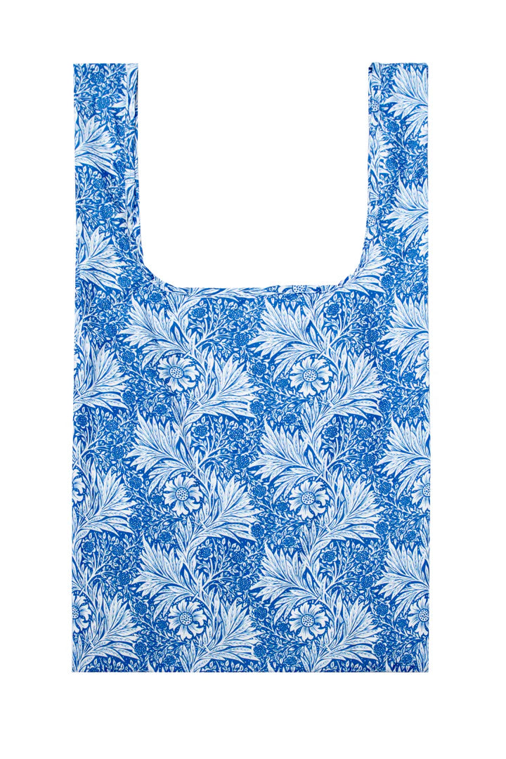 Close-up of William Morris Marigold print on a Kind Bag by Cornucopia Home and Gift, showcasing intricate floral design.