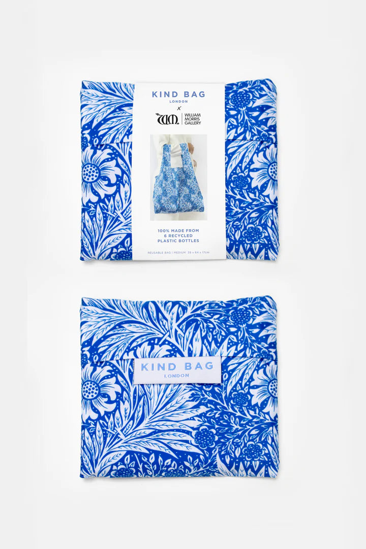 Close-up of William Morris Marigold patterned pouch by Cornucopia Home and Gift, showcasing vibrant floral fabric design.