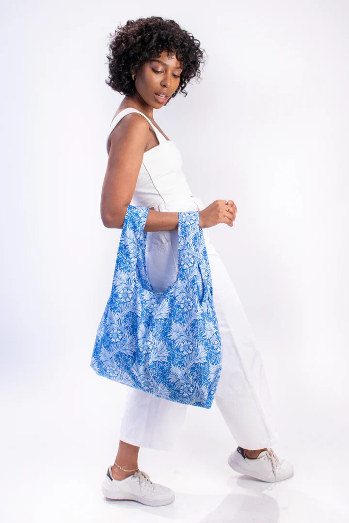 William Morris Marigold print on a Kind Bags tote by Cornucopia Home and Gift, featuring vibrant floral design.