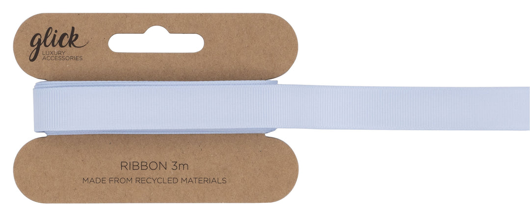 Baby blue 3m Glick ribbon by Cornucopia Home and Gift, neatly rolled with soft fabric texture visible.