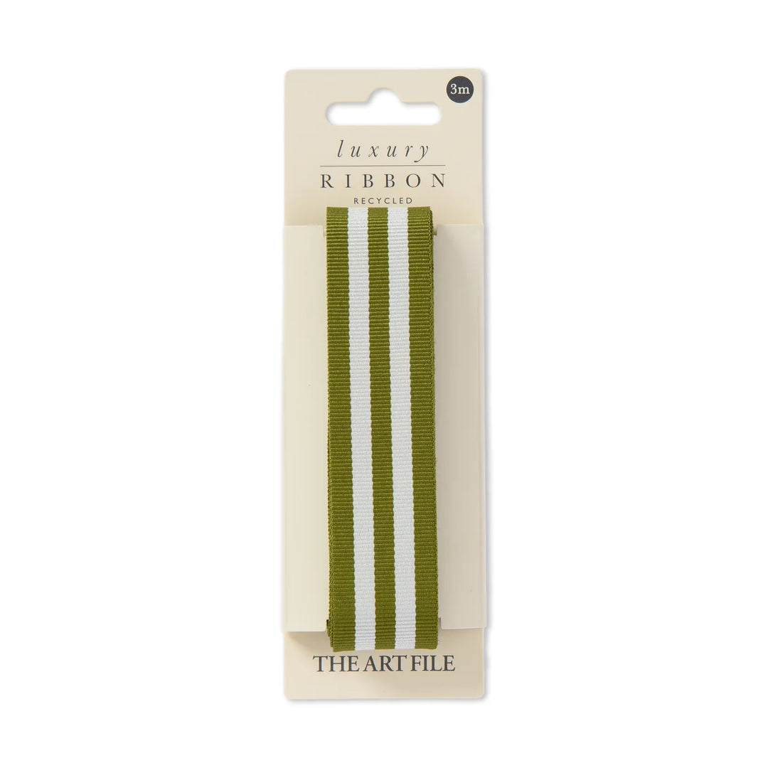Luxury Olive Stripe Grosgrain Ribbon - 3m