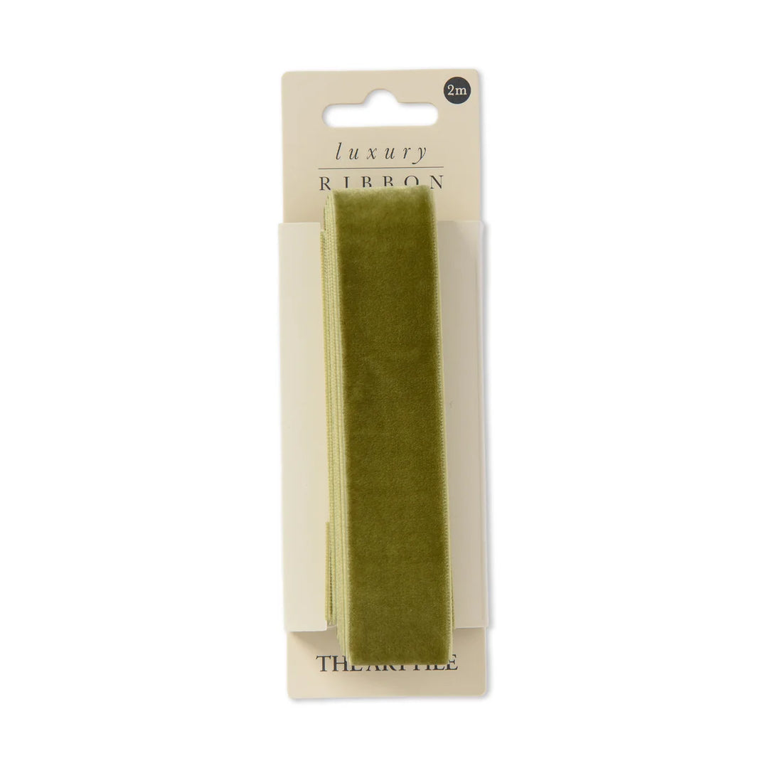 Olive Velvet Luxury Ribbon - 2m