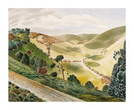 Art Angels Causeway Wiltshire Downs card featuring a scenic landscape with rolling hills and blue sky, by Cornucopia Home and Gift.