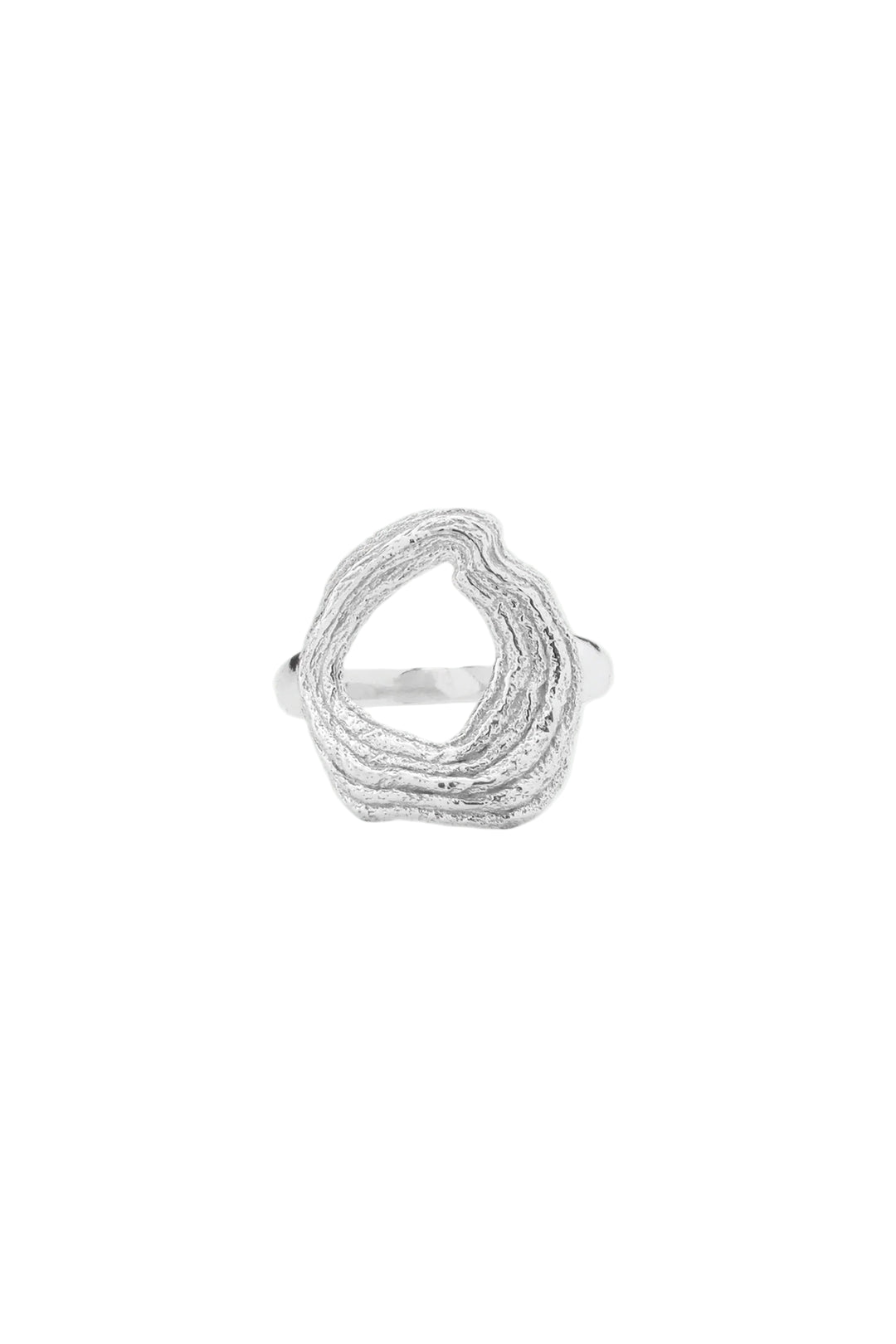 Silver Drift Ring by Tutti & Co featuring a smooth, modern design, displayed on a neutral background.