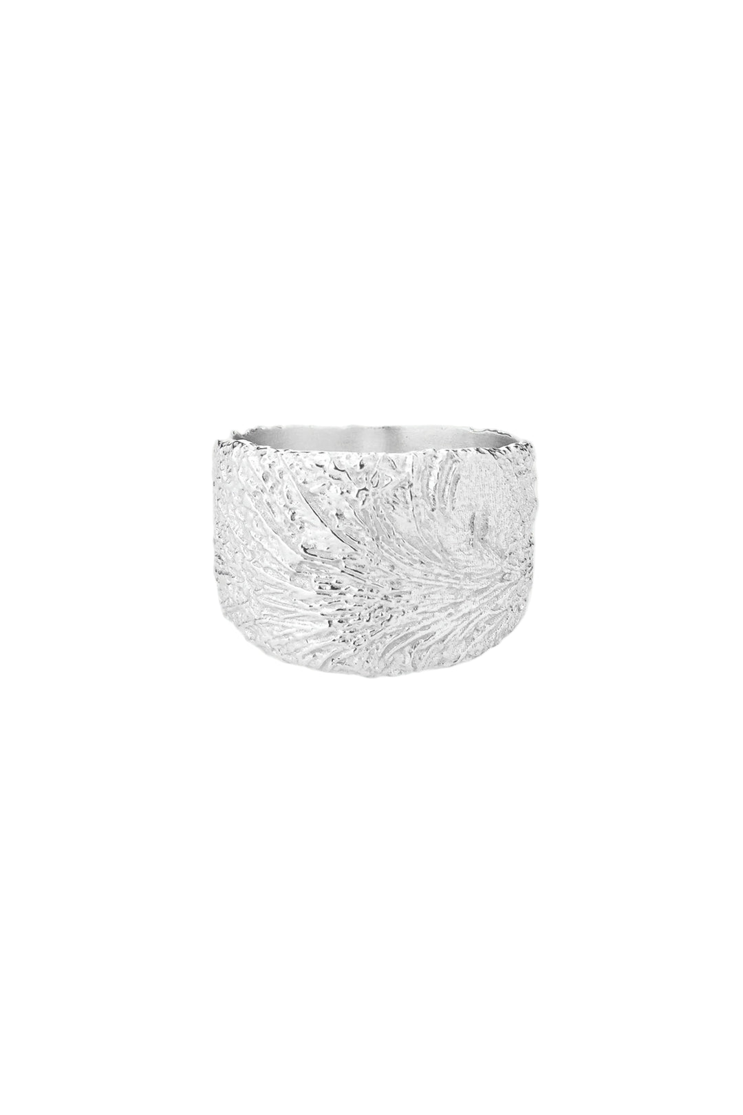 Silver Arctic Ring by Tutti & Co, featuring a modern, minimalist design with textured surface for Cornucopia Home and Gift.