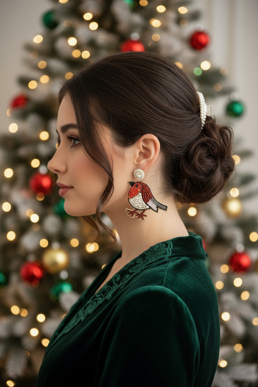 My Doris Robin Beaded Drops earrings featuring colorful beaded details on gold-tone hooks.