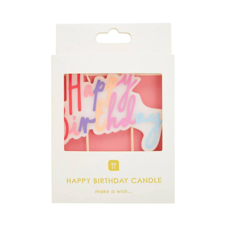Talking Tables Happy Birthday Candle in rose color, large size, designed for celebration and decorative use.
