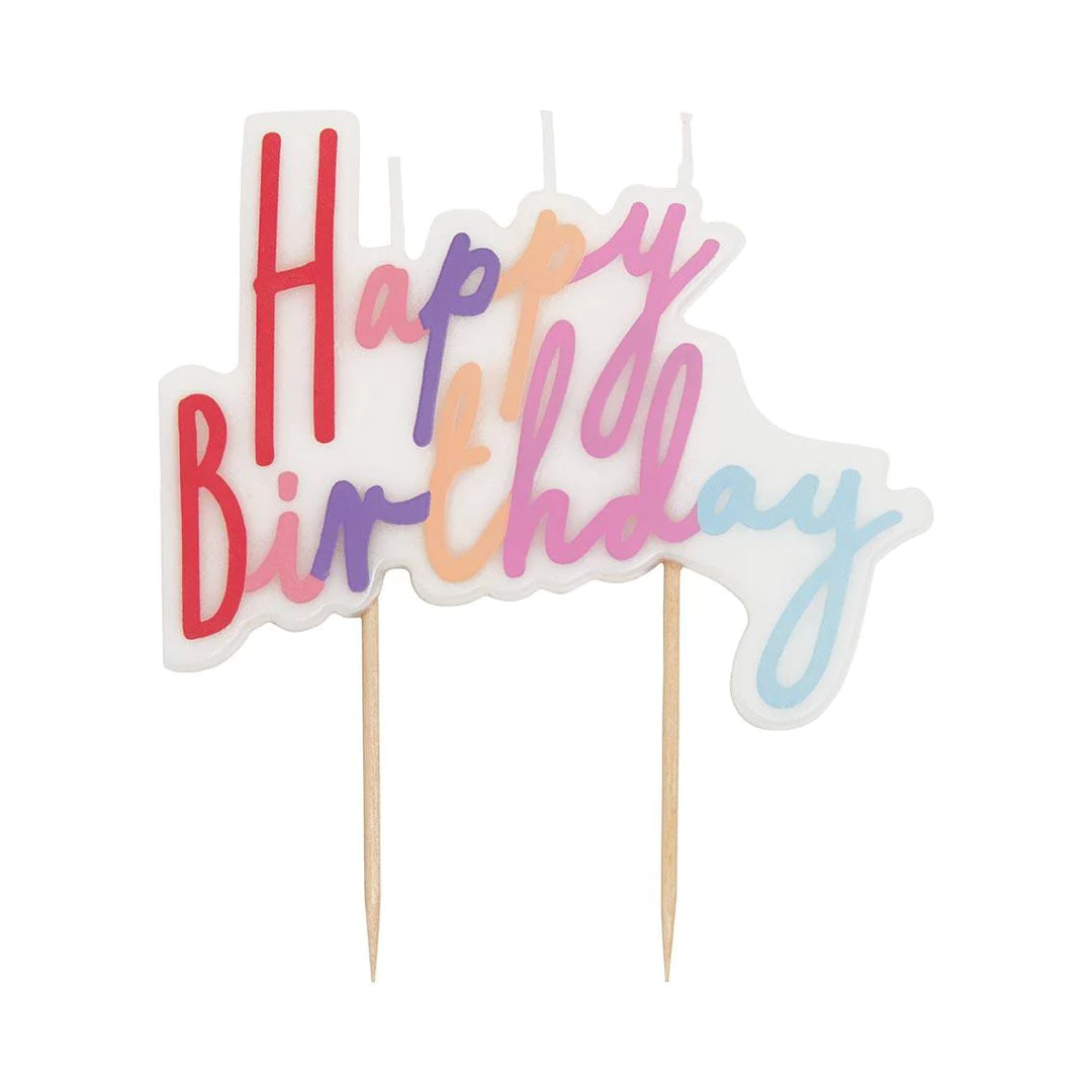 Large rose-shaped Happy Birthday candle by Talking Tables from Cornucopia Home and Gift, featuring detailed floral design.