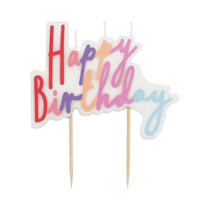 Large rose-shaped Happy Birthday candle by Talking Tables from Cornucopia Home and Gift, featuring detailed floral design.