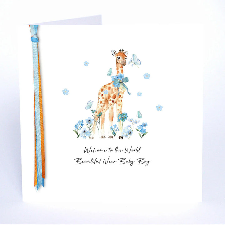 Welcome to the World baby boy greeting card by Five Dollar Shake, featuring colorful, cheerful design for new parents.