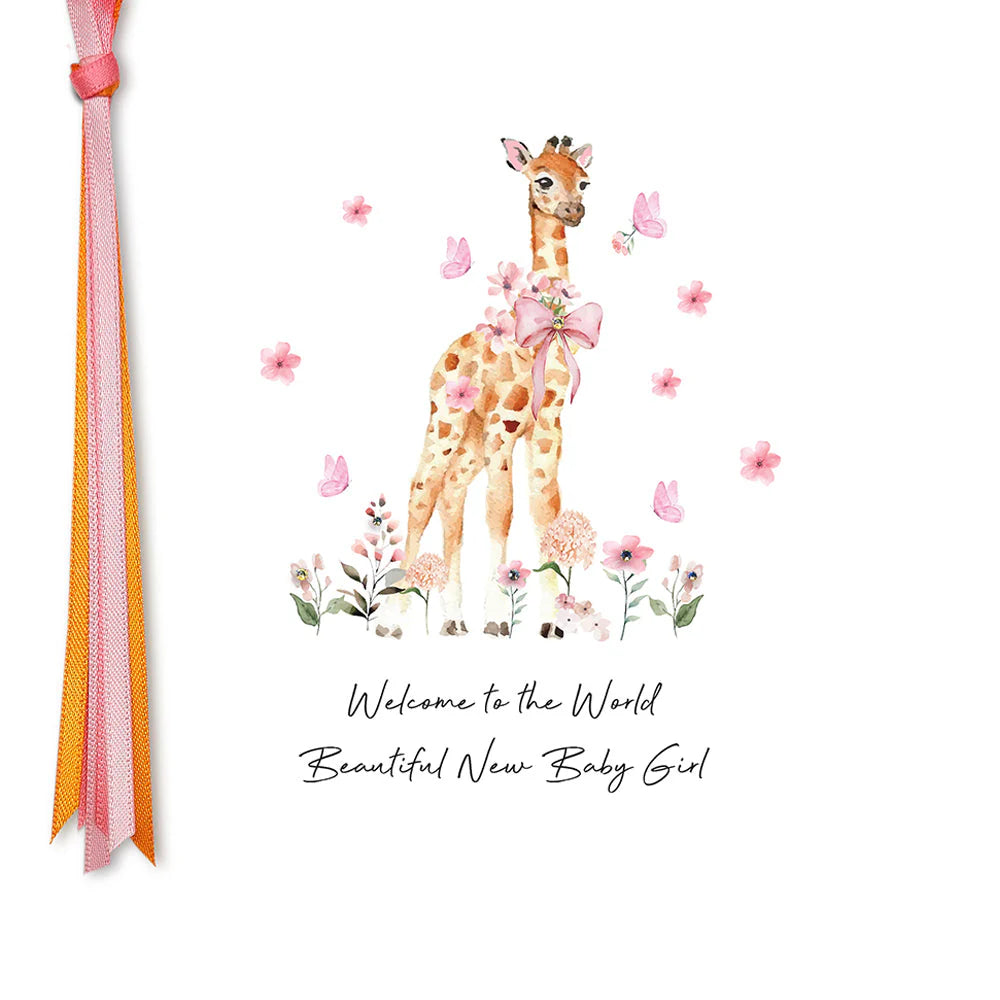 Beautiful new baby girl greeting card featuring floral design from Five Dollar Shake, perfect for celebrating a newborn.