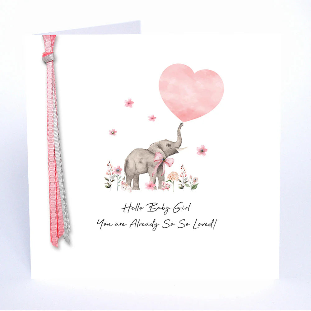 Hello Baby Girl You Are Already So Loved! greeting card by Five Dollar Shake, featuring colorful design and heartfelt message.