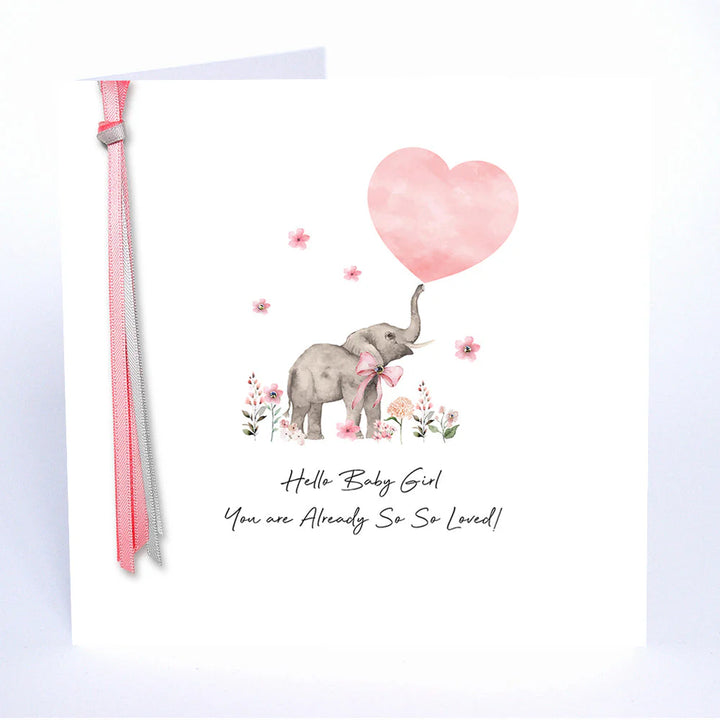 Hello Baby Girl You Are Already So Loved! greeting card by Five Dollar Shake, featuring colorful design and heartfelt message.
