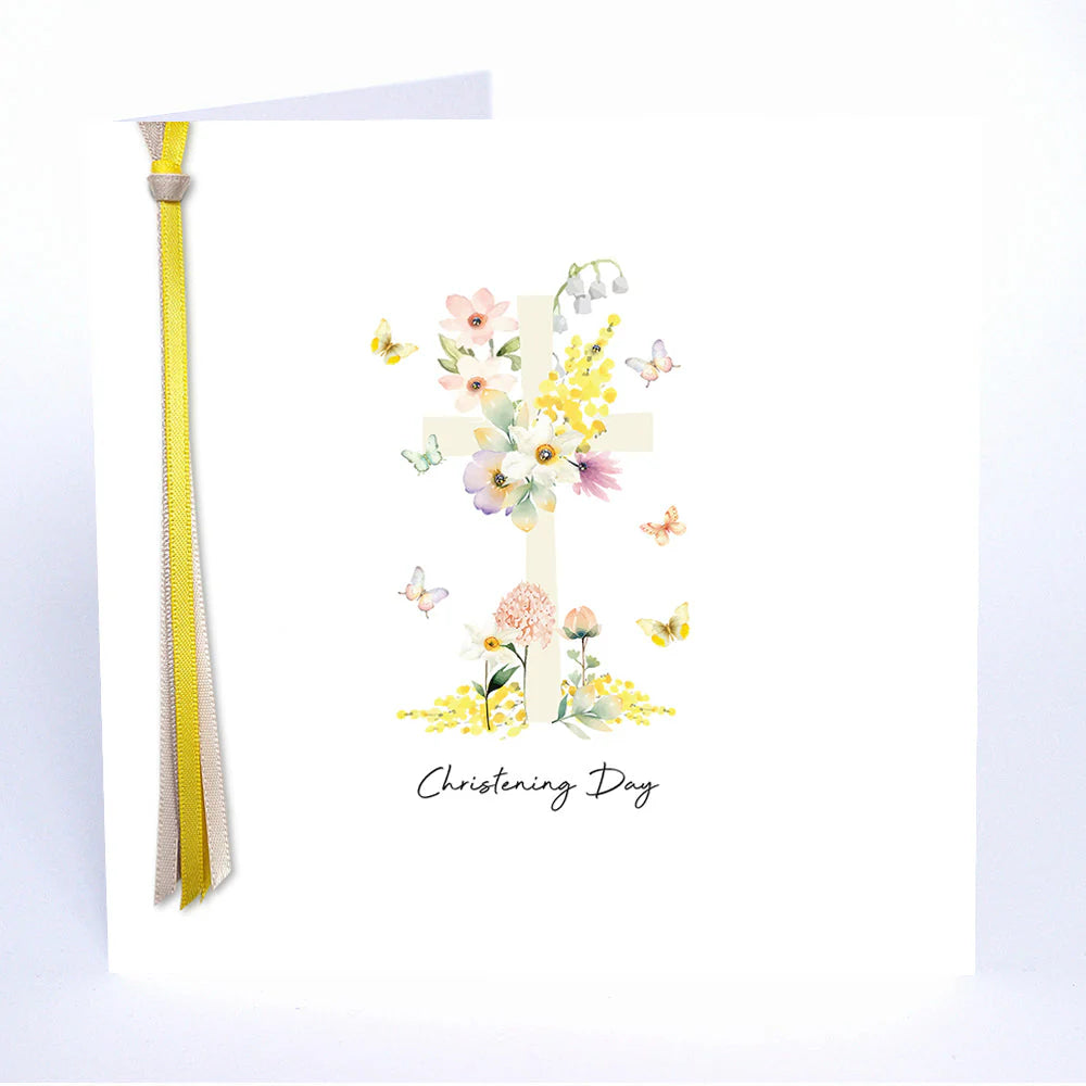 Christening Day Card by Five Dollar Shake from Cornucopia Home and Gift, featuring a delicate design for special occasions.