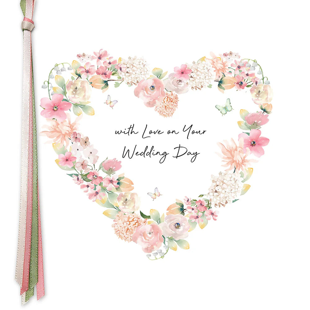 With Love On Your Wedding Day card by Five Dollar Shake, showcasing elegant floral design and heartfelt message.