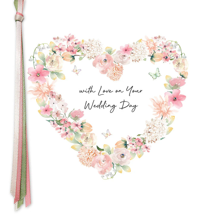 With Love On Your Wedding Day card by Five Dollar Shake, showcasing elegant floral design and heartfelt message.