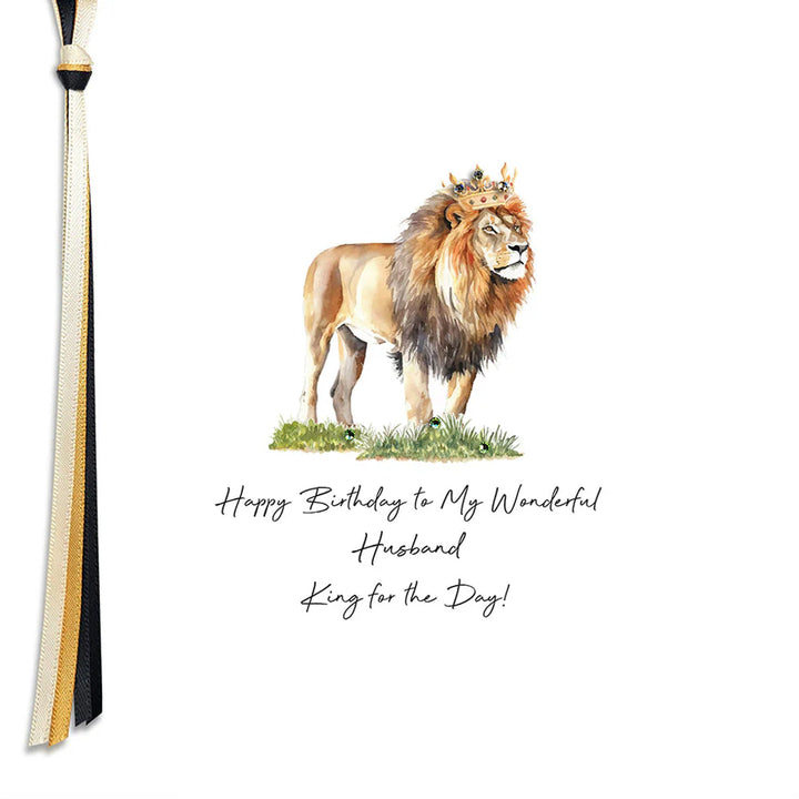 Five Dollar Shake birthday card for husband with "King For The Day" message, featuring colorful design and festive lettering.