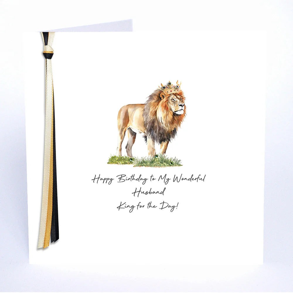 Five Dollar Shake birthday card for husband, featuring a "King For The Day" theme, from Cornucopia Home and Gift.