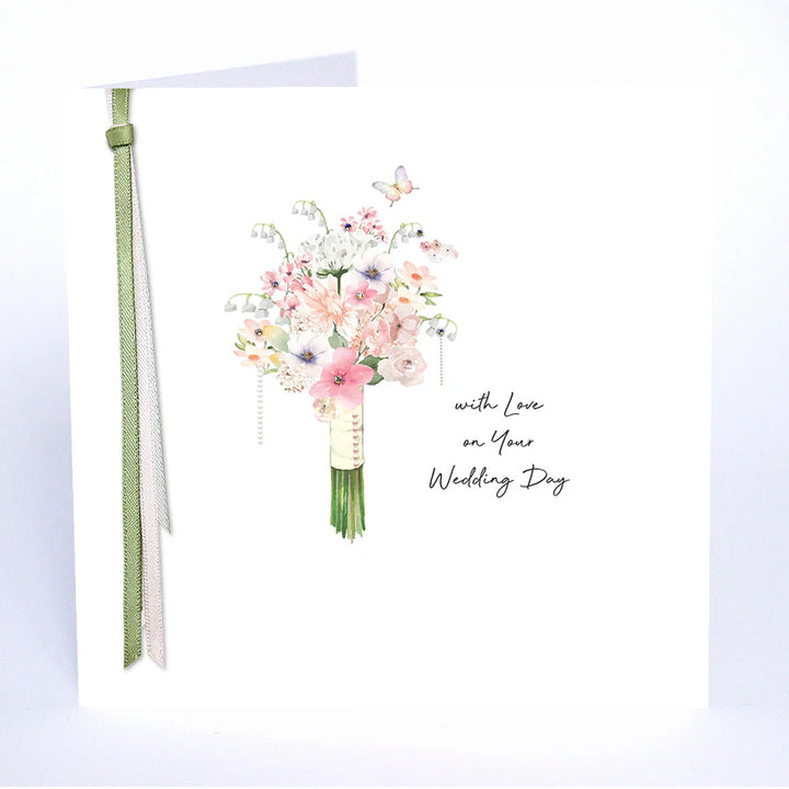 With Love On Your Wedding Day card by Five Dollar Shake, featuring elegant floral design and heartfelt message for wedding celebrations.