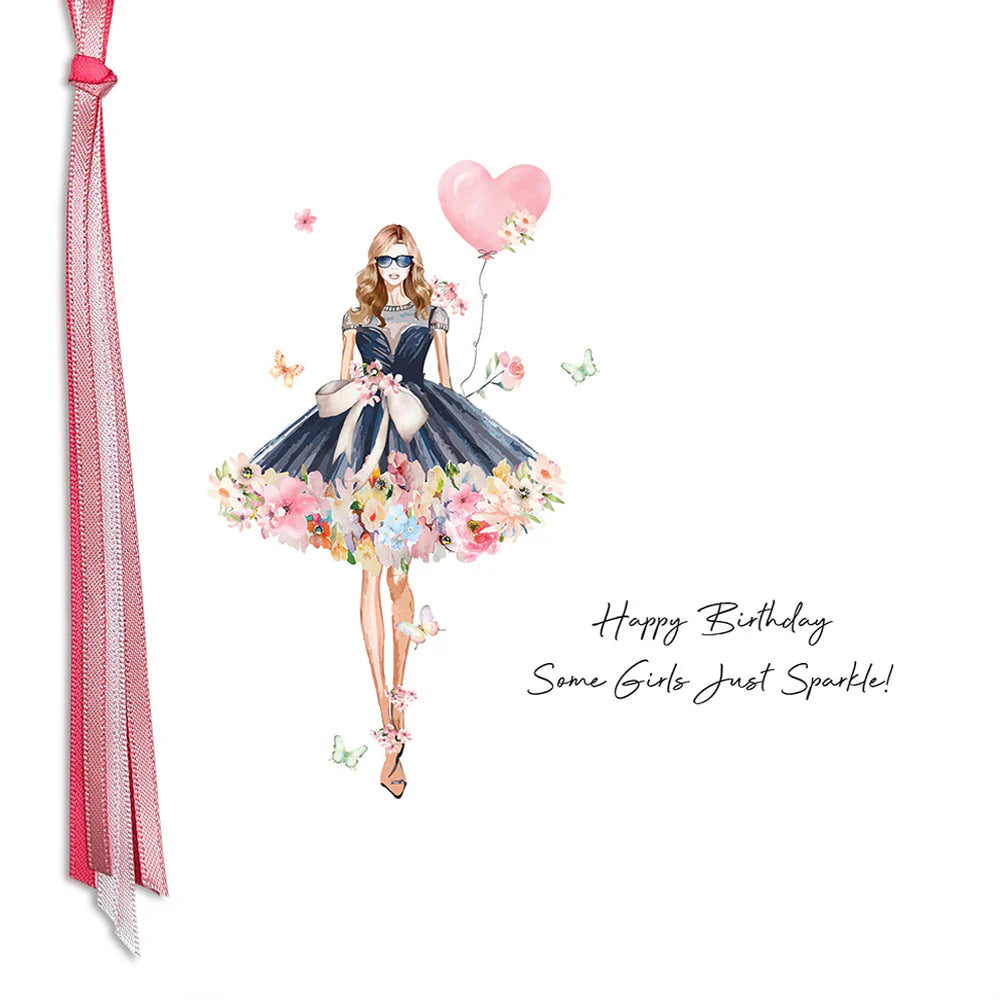 Five Dollar Shake "Happy Birthday Some Girls Just Sparkle" greeting card by Cornucopia Home and Gift, featuring colorful birthday design.