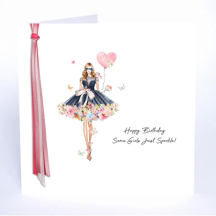 Happy Birthday Some Girls Just Sparkle greeting card by Five Dollar Shake, featuring colorful birthday message and sparkle design.