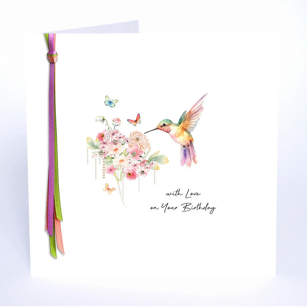With Love On Your Birthday card by Five Dollar Shake featuring colorful floral design and elegant typography.