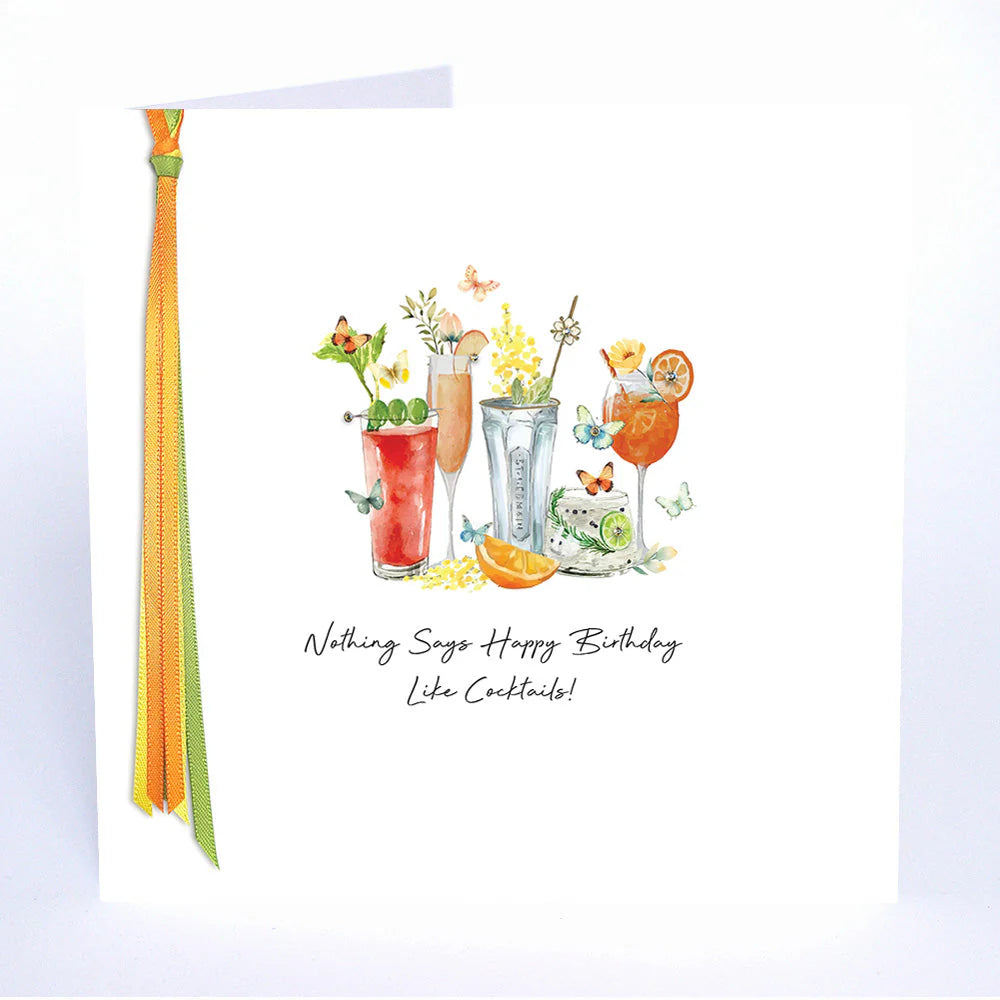 Five Dollar Shake cocktail-themed birthday decor from Cornucopia Home and Gift featuring colorful birthday-themed illustrations.