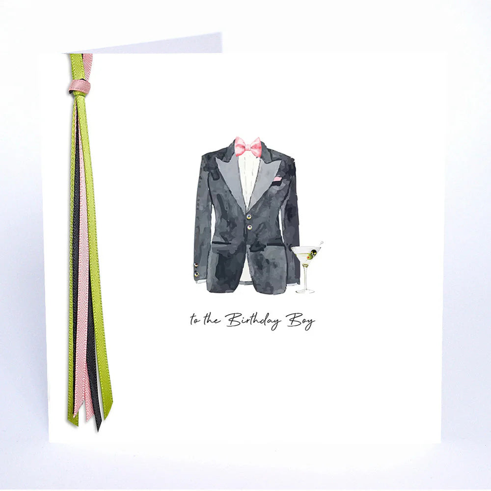 Five Dollar Shake "To The Birthday Boy" greeting card with colorful birthday design from Cornucopia Home and Gift.