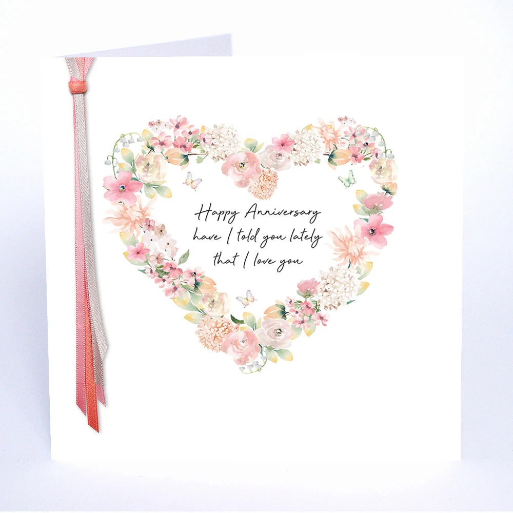 Happy Anniversary greeting card by Five Dollar Shake featuring heartfelt love message, colorful floral design, from Cornucopia Home and Gift.