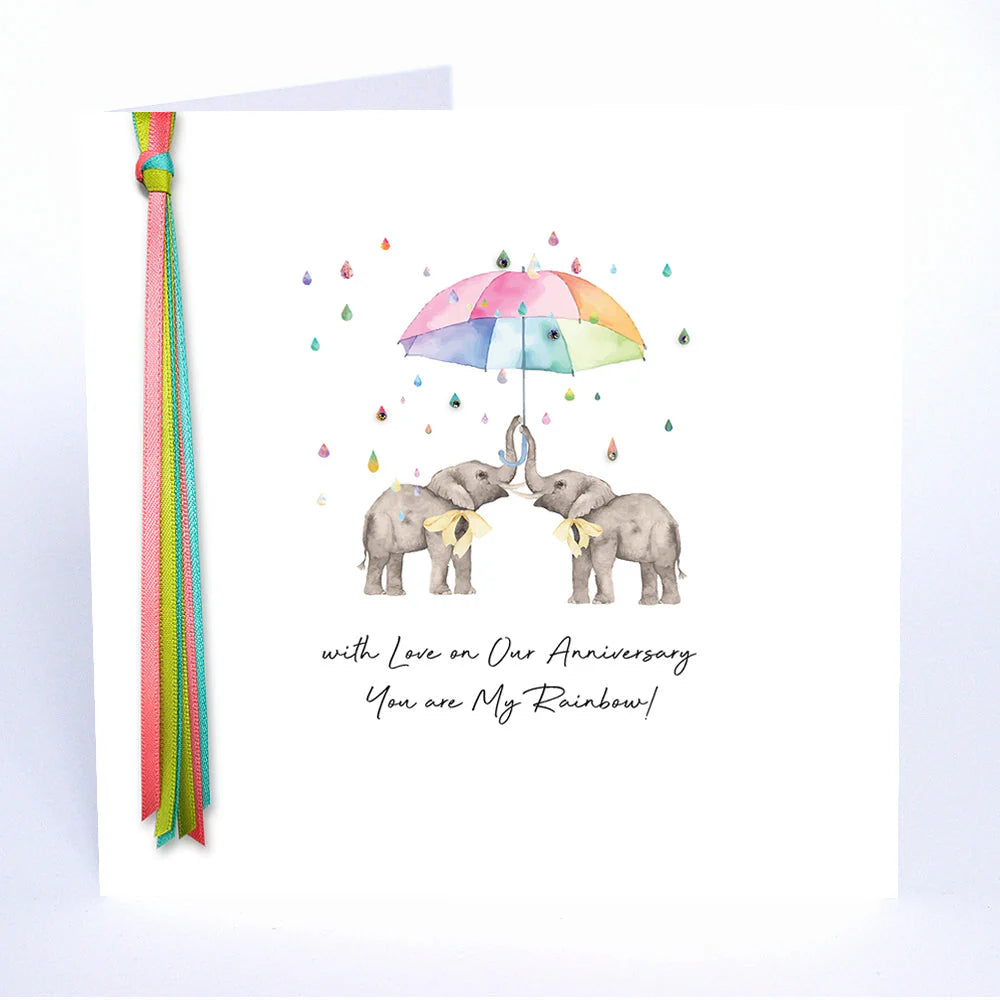 Five Dollar Shake anniversary card from Cornucopia Home and Gift featuring colorful rainbow design and heartfelt message.