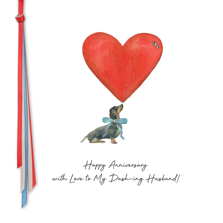 Happy anniversary card from Five Dollar Shake by Cornucopia Home and Gift, featuring a heartfelt love message for a dashing husband.