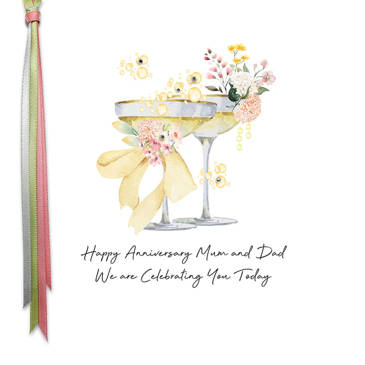 Ribbons &amp; Roses Happy Anniversary Mum &amp; Dad We Are Celebrating You Today Card