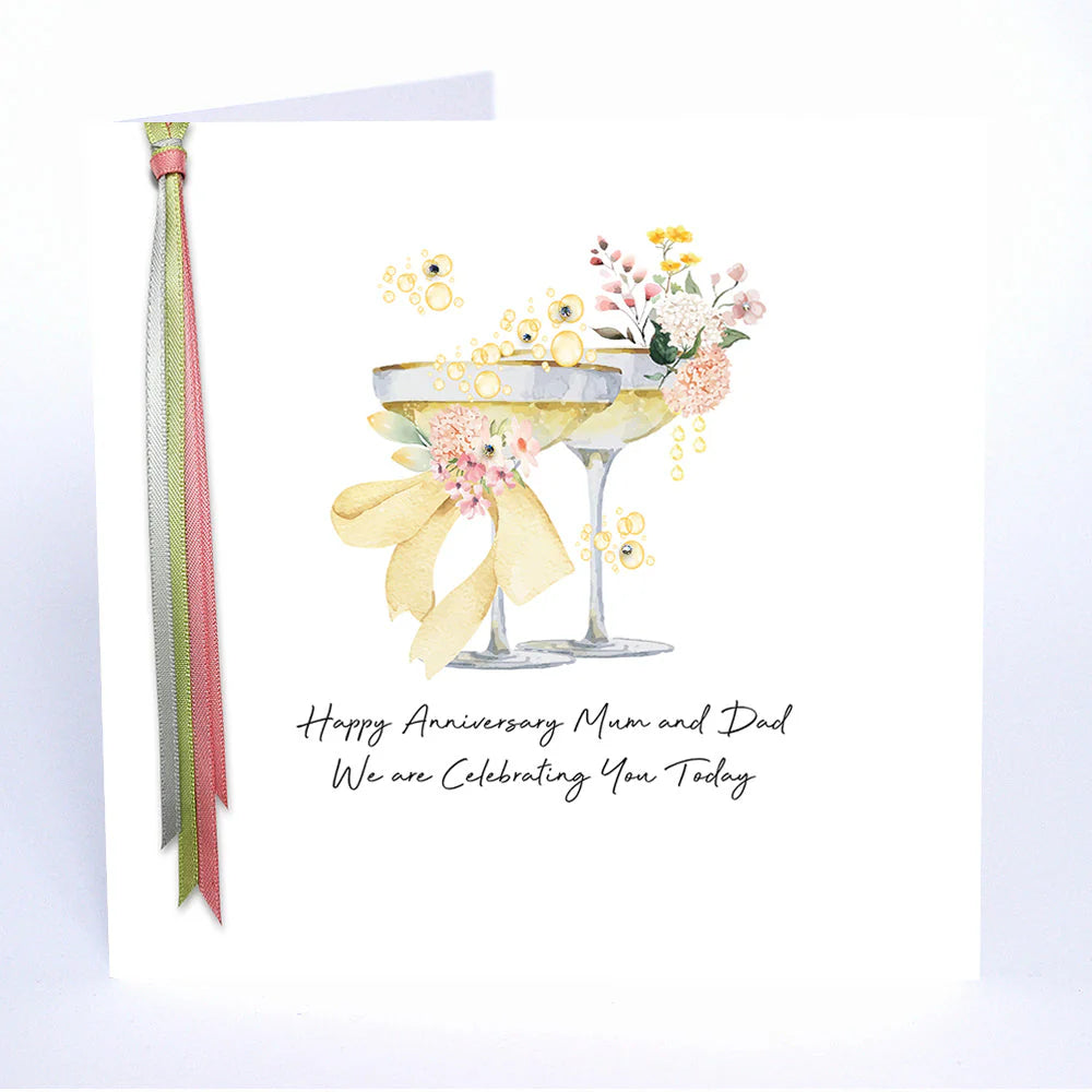 Happy Anniversary Mum and Dad card by Five Dollar Shake from Cornucopia Home and Gift, featuring celebratory design for special occasion.