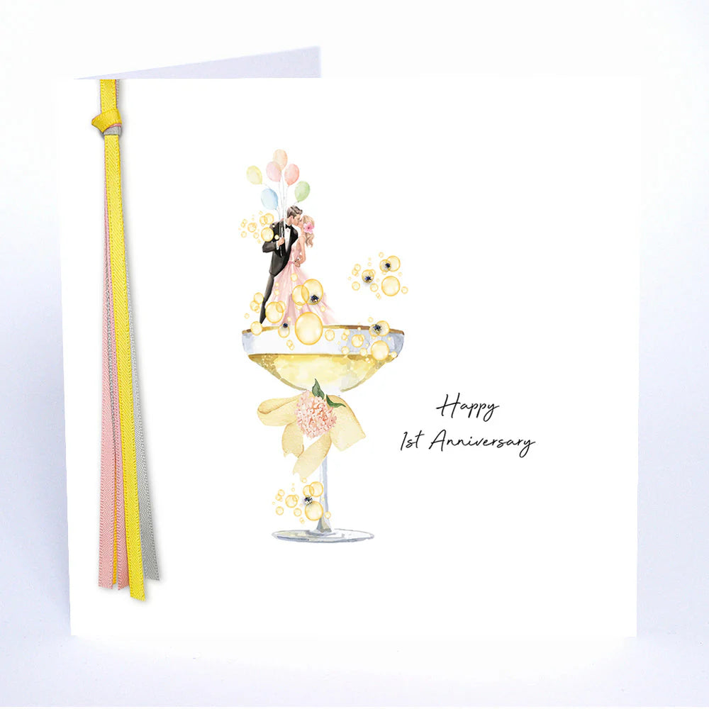 Happy 1st Anniversary card by Five Dollar Shake featuring colorful anniversary-themed design from Cornucopia Home and Gift.