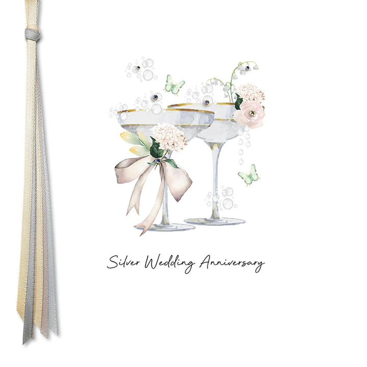 Silver wedding anniversary card by Five Dollar Shake featuring elegant design, ideal for celebrating 25th wedding milestones.