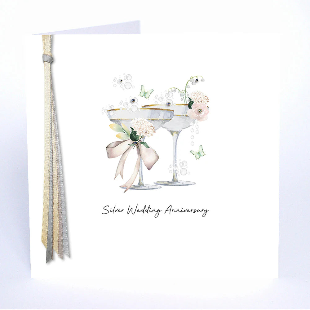 Silver wedding anniversary card by Five Dollar Shake featuring elegant design, perfect for celebrating special 25th milestone.