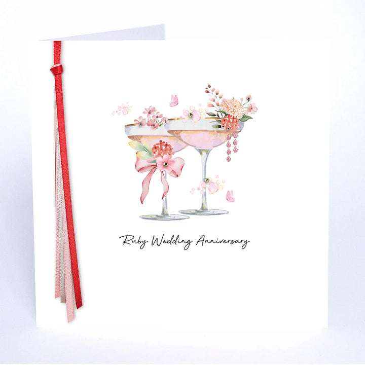 Ruby Wedding Anniversary Card by Five Dollar Shake, featuring elegant design from Cornucopia Home and Gift.