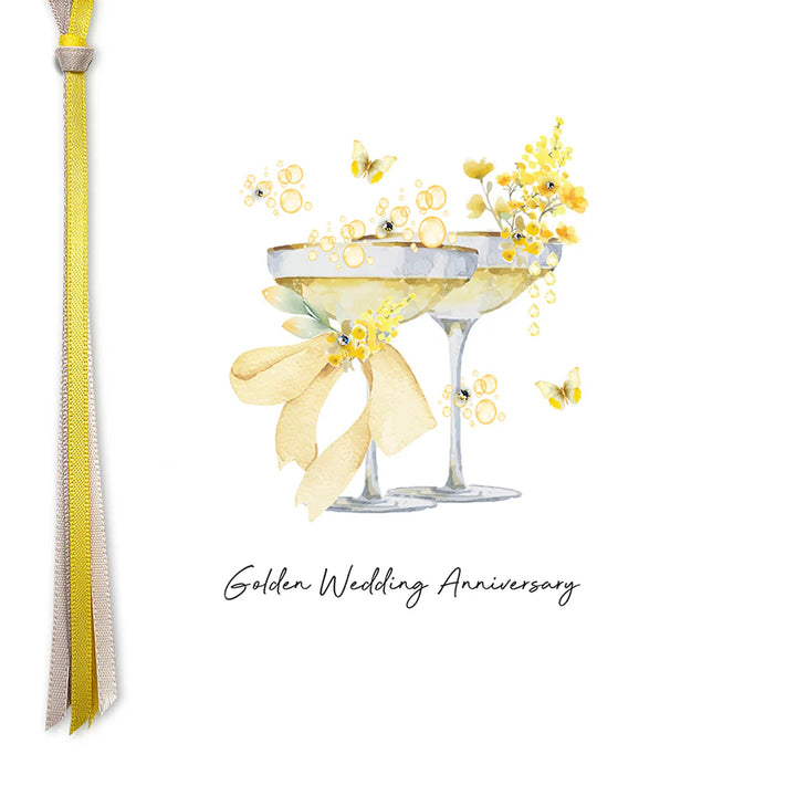 Ribbons &amp; Roses Golden Wedding Anniversary Card
