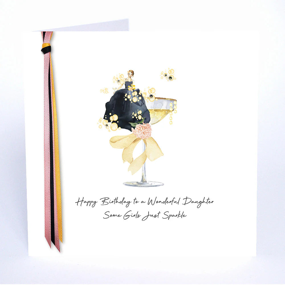 Happy Birthday to a Wonderful Daughter card by Five Dollar Shake, featuring sparkling design and heartfelt message from Cornucopia Home and Gift.