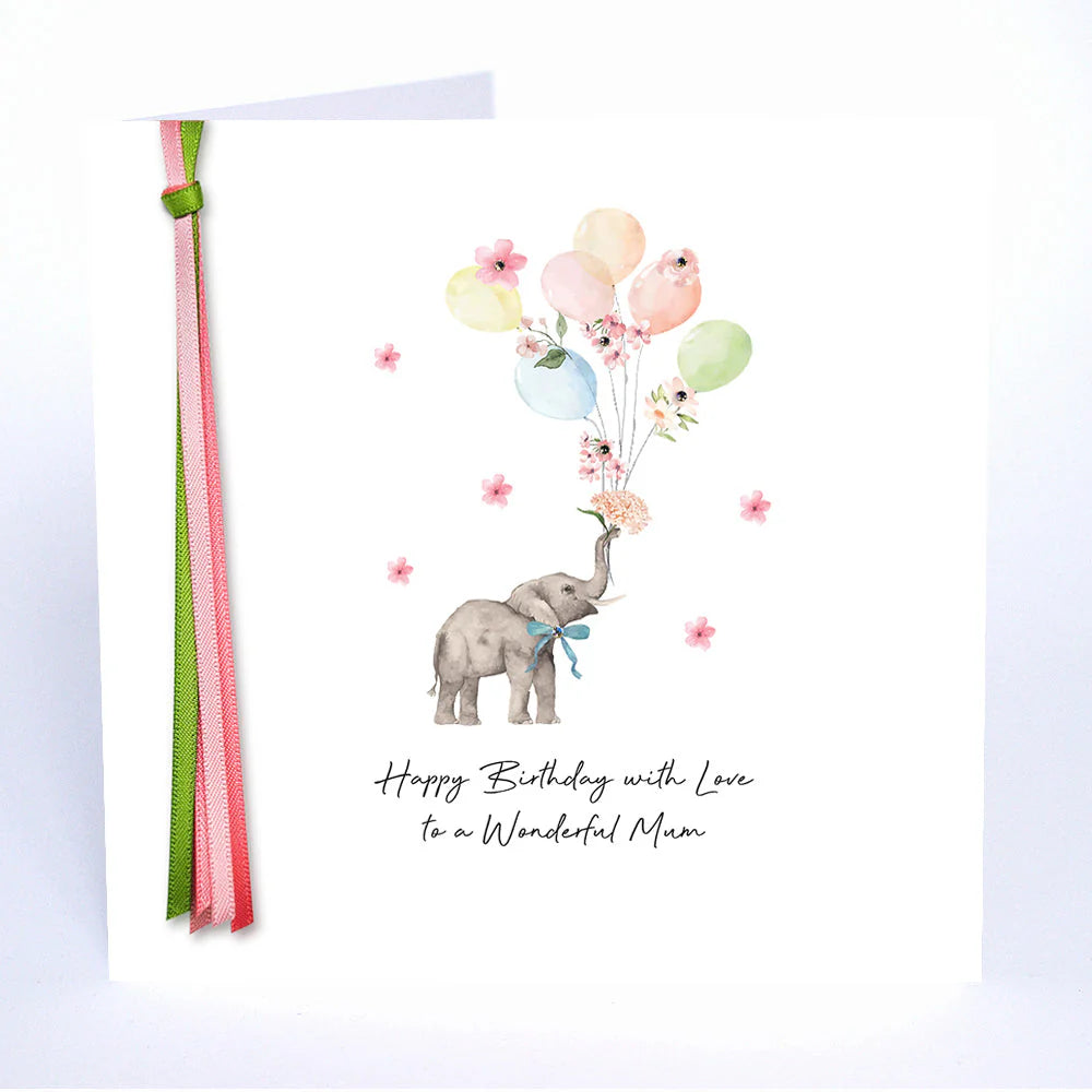 Five Dollar Shake Happy Birthday card with love to a wonderful mum, featuring colorful floral design and heartfelt message.