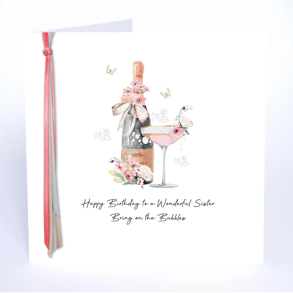 Happy birthday card for sister with bubbles design from Five Dollar Shake by Cornucopia Home and Gift