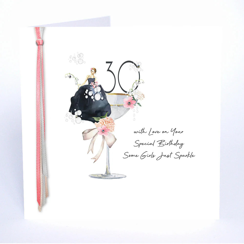 Five Dollar Shake "30 With Love On Your Special Birthday" greeting card by Cornucopia Home and Gift, featuring a sparkling design for birthdays